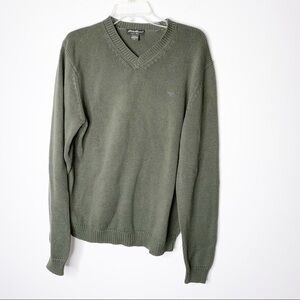 Eddie Bauer Green V-neck 100% Cotton Sweater‎ Size Medium